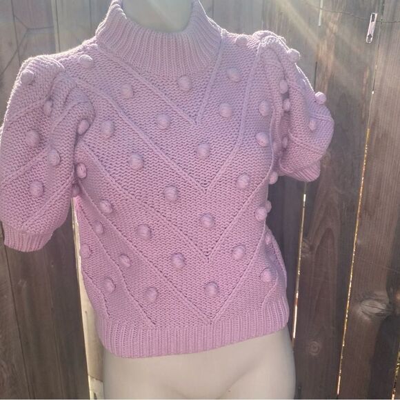 English Factory POM POM PUFF SLEEVE SWEATER size XS color lilac - Picture 12 of 14